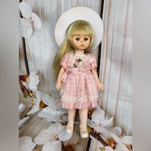 Vintage Ginny Vogue Doll 1977 Blonde Girl Wearing Pink & White Outfit Slee